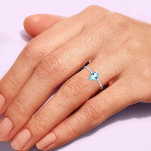 Natural Gemstone Rings For Women Sterling Silver, Solitaire Rings For Women - Picture 3 of 5